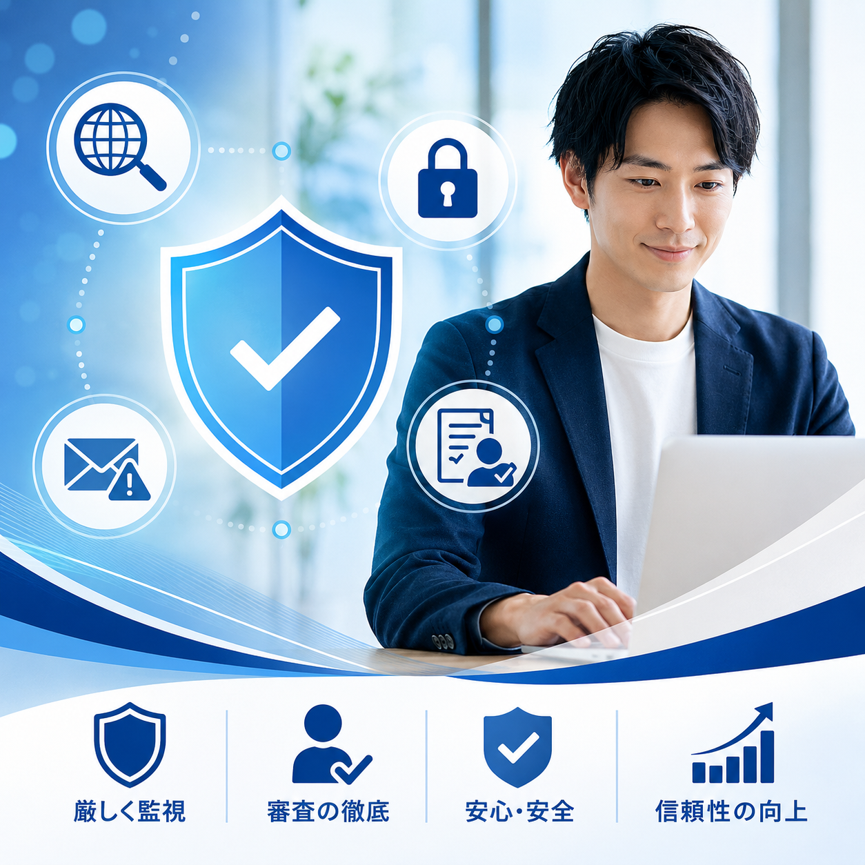 審査制による高い信頼性と安全なドメイン